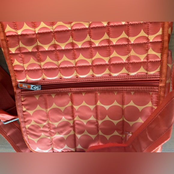 Lug Quilted Orange Crossbody Organizer Bag. Interior & exterior pockets. - Picture 10 of 10